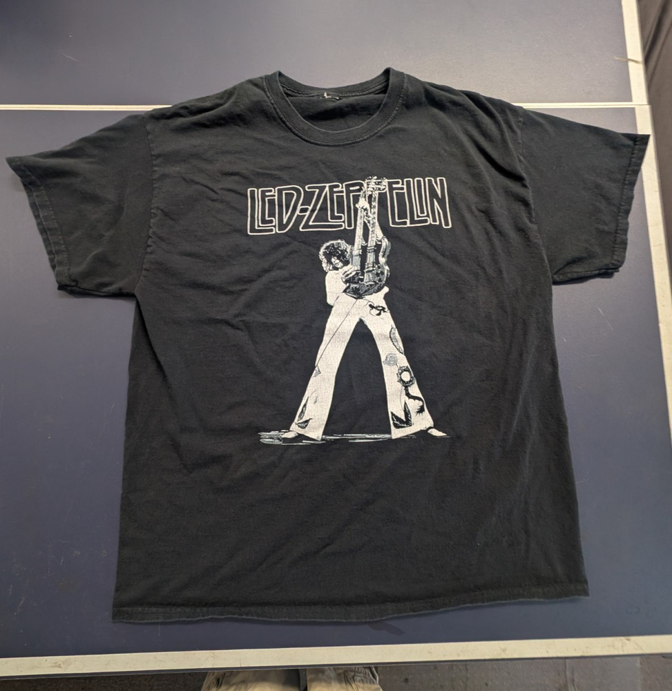Gildan Led Zeppelin Jimmy Page T-Shirt Black Mens XL Crew Neck Short Sleeve