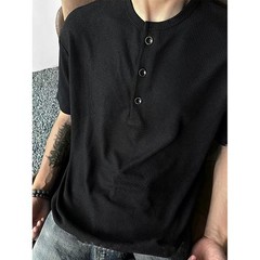 Men’s Lightweight Casual T Shirt Short Sleeve in Waffle Fabric for Easy Wear