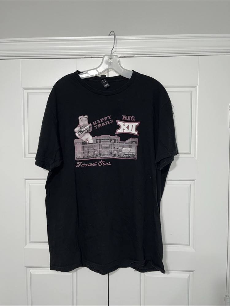 Rare Oklahoma Sooners Big 12 Farewell Tour T-Shirt, Black, Double Sided, Size XL