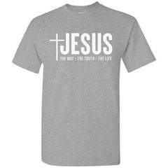 Jesus Christ Cross The Way Truth Life T-Shirt Faith in God Christian Bible Tee