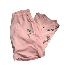 Manfinity Homme Men’s 2-Piece Set Large Baby Pink Button Shirt & Shorts Rose Gra