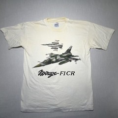 Vintage Fighter Jet Tshirt Mirage F1CR Size Large Single Stitch White Used