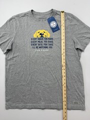Life Is Good Shirt Mens Large Gray Dog Snack Watching You Graphic Tee Funny