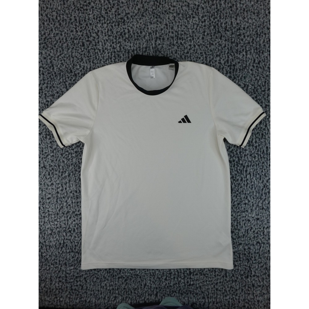 Adidas Mens Performance T-Shirt White Black JC6742 Large Short Sleeve Crew Neck