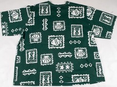 Vintage 1980/90s Ocean Beach Sea Shell Fish All Over Print AOP Green Shirt XL/2X