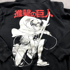Attack On Titan Hoodie Mens Small Black Red Long Sleeve Drawstring Anime