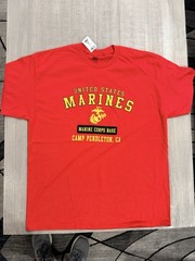 UNITED STATES MARINE CORPS “USMC BASE CAMP PENDLETON, CA”- Red T-Shirt – Sz XL
