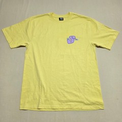 Stussy Men Yellow Crown Logo Graphic T-Shirt Size Medium Streetwear Pullover