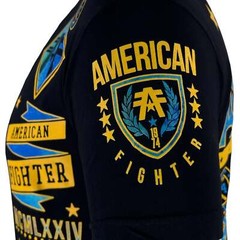 American Fighter Mens T-Shirt LANDER Athletic Biker GYM Black MMA