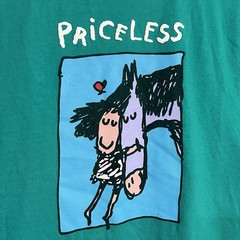 Vintage 2003 Priceless Horse Love Art Teal Short Sleeve T-Shirt Mens Medium