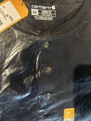 Carhartt Men’S TK0084-M Large Short Sleeve T-Shirt – Navy 3 Buttons Henley Navy