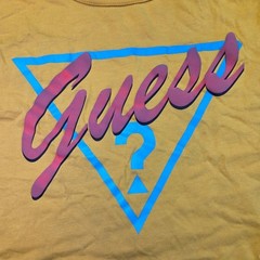 Guess Los Angeles Mens Medium Yellow Long Sleeve Graphic Triangle Logo T-Shirt
