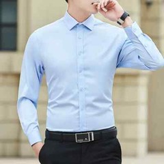 Men Solid Color Business Shirt Fashion Classic Basic Casual Slim Long Sleeve New