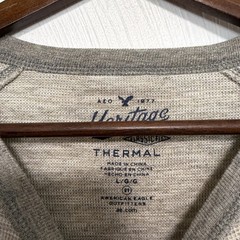 American Eagle Men’s Gray Thermal Classic Fit Long Sleeve Casual Shirt Top Large