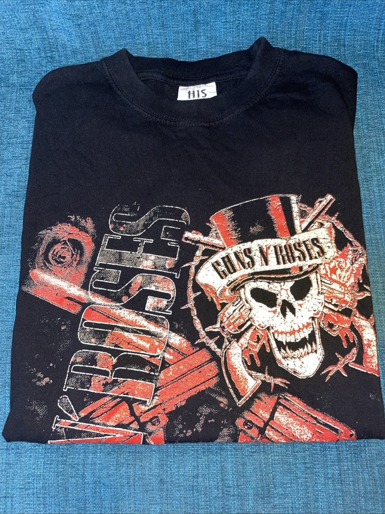 Vtg Guns-n-Roses T-shirt H.I.S. Band Tee Mens S Music Rock Graphic Black 80s 90s