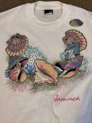 Vintage 90s Men’s M T-shirt Single Stitch Seashells Diamond Dust detail USA