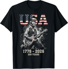 Abraham Lincoln USA 250 Years 1776-2026 Rock Guitar T-Shirt