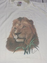 Vintage 1983 Lion Nature T Shirt Size Large Jerzees Tag, Loose Lips Nature Art