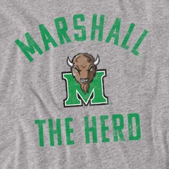 Marshall University Adult T-Shirt Marco the Bison Logo, Athletic Heather, S-5XL