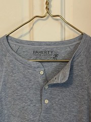Faherty Cloud Cotton Long Sleeve Henley Large Heather Gray Pima Modal MKC0077