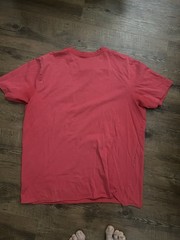 Vtg 90s Faded Bleached Men’s M Cropped Hand Painted Devil Elvis Fan Club Red