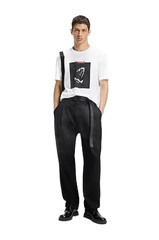 Hugo Boss Mens Dobero Short Sleeve Crewneck Dog Fangs Graphic T-Shirt White-Smal