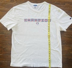 Champion Men’s L White Crew Neck Short Sleeve Cotton Knit Logo Graphic T-Shirt