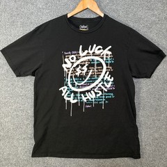 Outrank Shirt Mens Large Black Graphic Print No Luck All Hustle