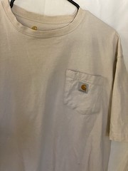 Lot of 2 Carhartt K87 Heavyweight Cotton Pocket T-Shirts Men’s L Sand & Charcoal