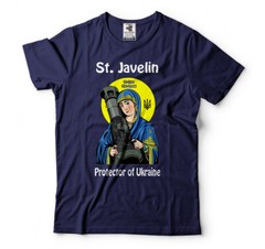 St. Javelin Protector of Ukraine T-shirt Mens Shirt Ukrainian Flag Tee Shirt