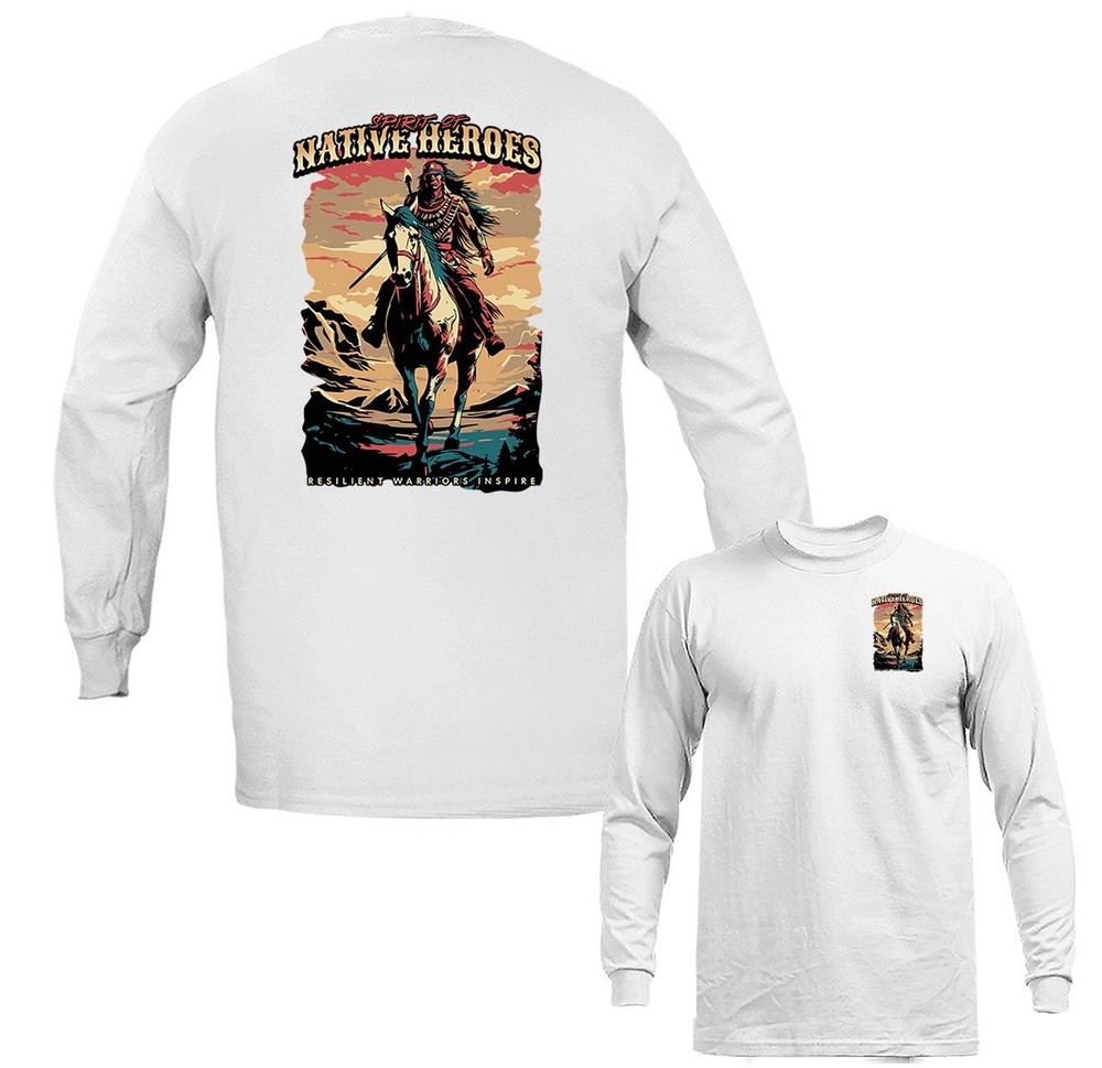 Native American Warrior Spirit of Heroes Western Heritage Long Sleeve Shirt
