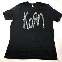 Korn Shiny Oil Slick Band Logo size 2XL XXL Black T Shirt