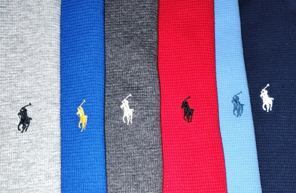 LOT OF 6 Polo Ralph Lauren Long Sleeve Waffle Weave Thermal / Sleepwear Shirts M