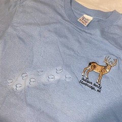 Outdoor World Sturbridge Resort Massachusetts Deer Buck Baby Blue Tshirt – L