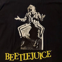 Beetlejuice Unisex Men’s T-Shirt Size Large Black Short Sleeve Two Sided