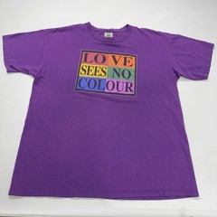 Cross Colours LA Mens Shirt XL Purple Love See No Color Graphic Rainbow Pride