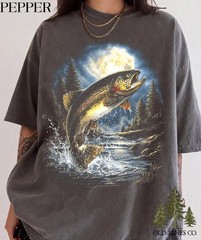 Rainbow Trout Moon Fishing Comfort Tee Angler Fisherman Gift