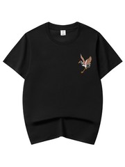 Niepce Japanese Streetwear Embroidery T-shirt Flying Cranes Graphic Tee for Men