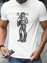 New Men’s Sexy White Tom of Finland Foundation Short Sleeve Cotton T-Shirt – Gay