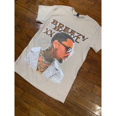 Chris Brown Breezy Bowl XX Tour T Shirt Tan Summer Walker Bryson Tiller Small