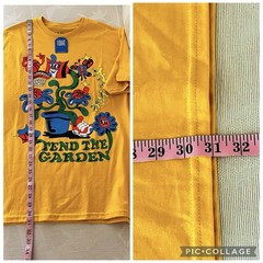 Market Studios XL Unisex T-Shirt Tend The Market Graphic Tee Yellow Multi New