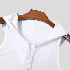 Men Sexy Transparent Hooded Sports Tank Tops Sleeveless T-shirt Fitness Vest Top