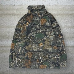 Vintage 90s Seclusion 3D Shirt Mens L Hunting Camo Cotton Long Sleeve Cowl Neck