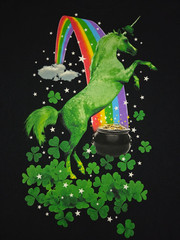 Green Unicorn Shirt Pot of Gold Irish Clovers Rainbow St Patrick’s Day Adult 3XL