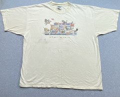 White T-Shirt Mens Sz 2XL Pre-Shrunk Graphic Boat Charlevoix Vacation Distressed