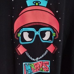 Vtg Original Rufnek Neon MARS Tshirt Mens XL Black 100% Cotton Street Retro READ