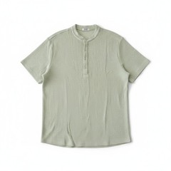Coofandy Men’s Waffle Knit Henley Short Sleeve Shirt – Green Size Large