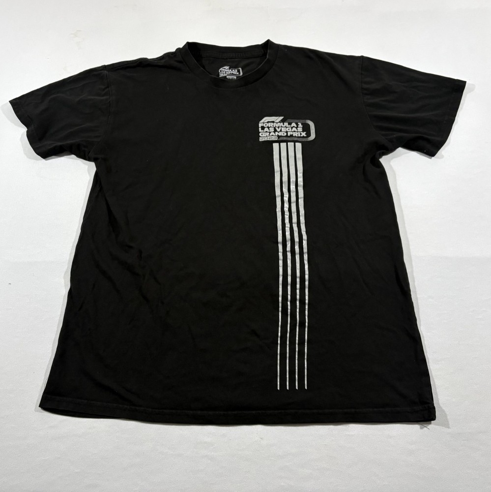 F1 Formula One Las Vegas Black Crew Short Sleeve Graphic Print Tee T-shirt Sz L