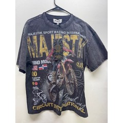 Majestik T Shirt Men Medium Black Built Different Motocross Graphic Rhinestone