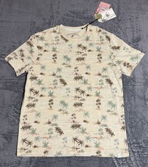 Free Planet Palm Tree Island Print T-Shirt Mens Medium Organic Cotton NWT